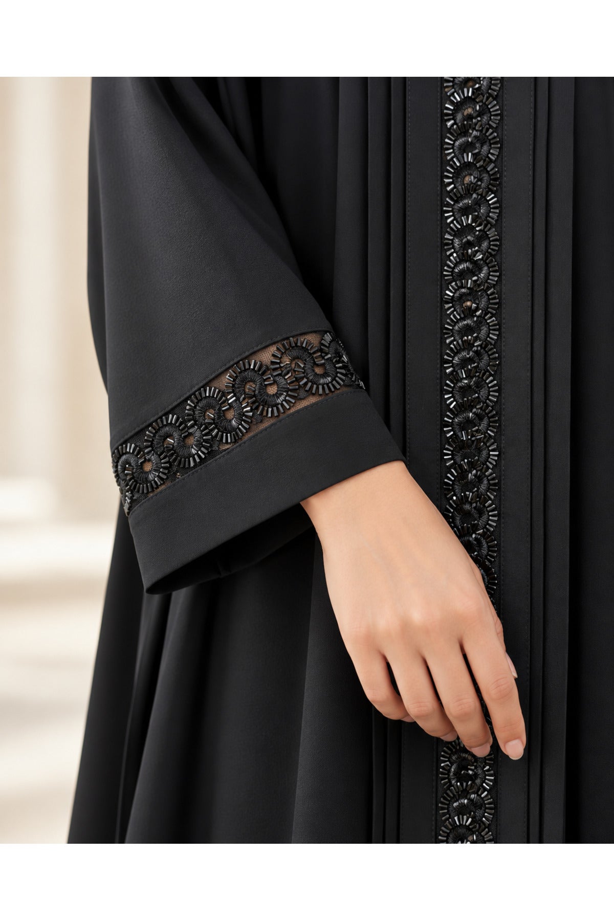 كافالي عباية سهلة اللبس مزينة بالخرز | ABAYA-8334 الصورة الثانوية
