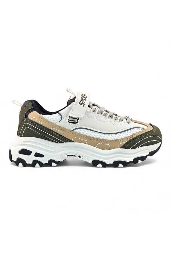 Beige / White / Olive Green