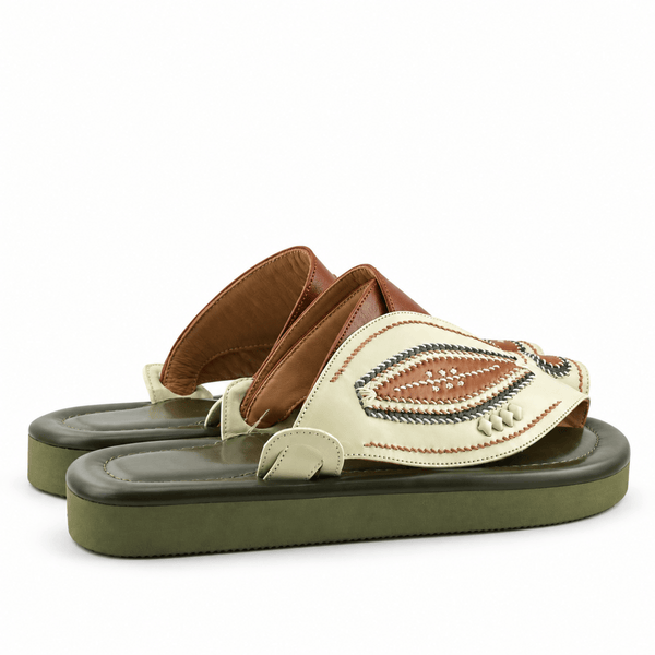 Cream / Olive Green